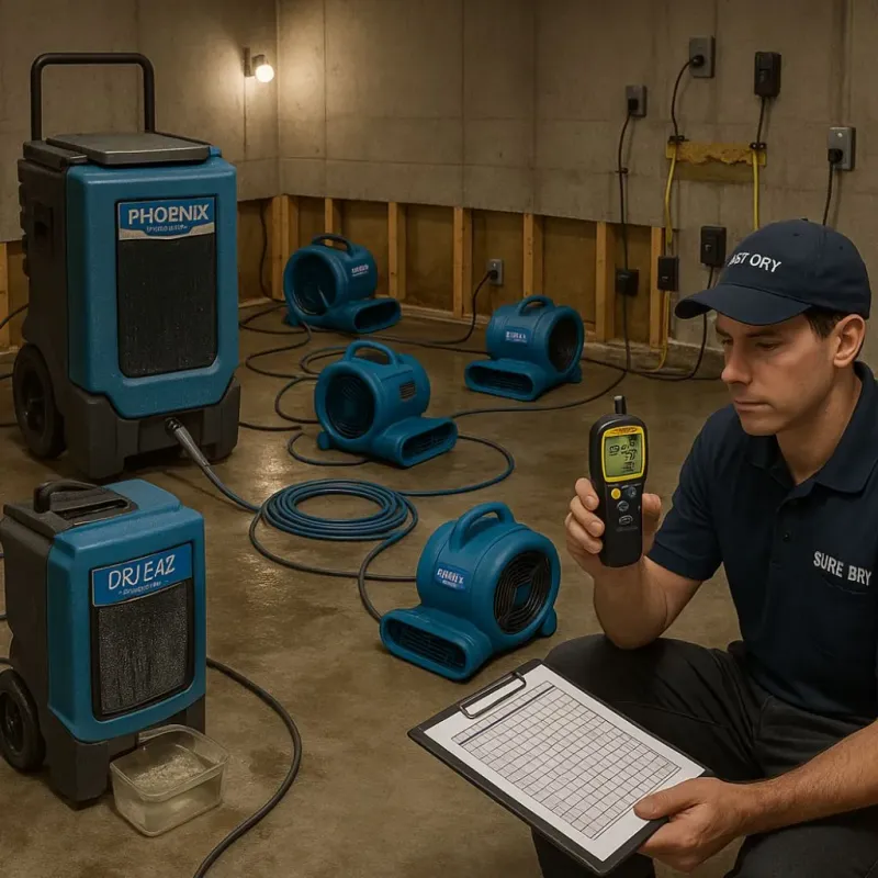 Structural Drying and Dehumidification process in Shady Hollow, TX